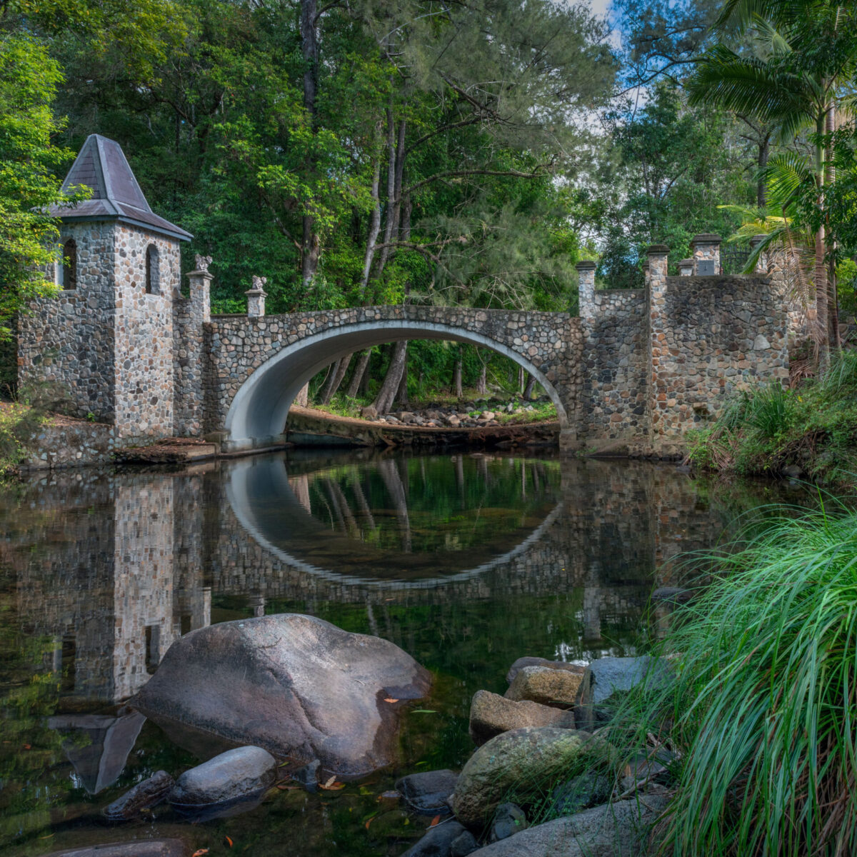 A stone bridge at the cedar Creek, Samford, Brisbane, Queensland, Australia